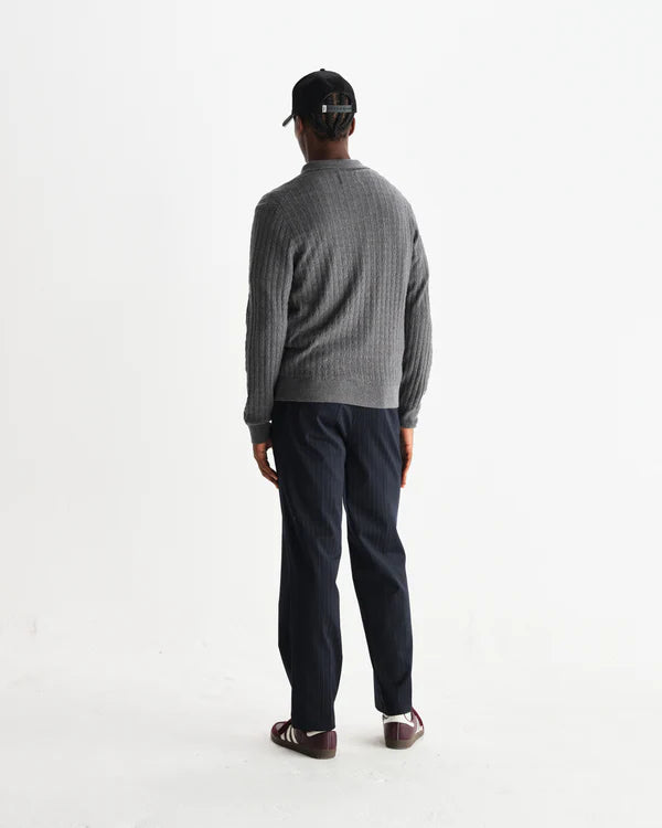 WAX LONDON Oban Polo Diamond Stripe | Grey Marl LEO BOUTIQUE