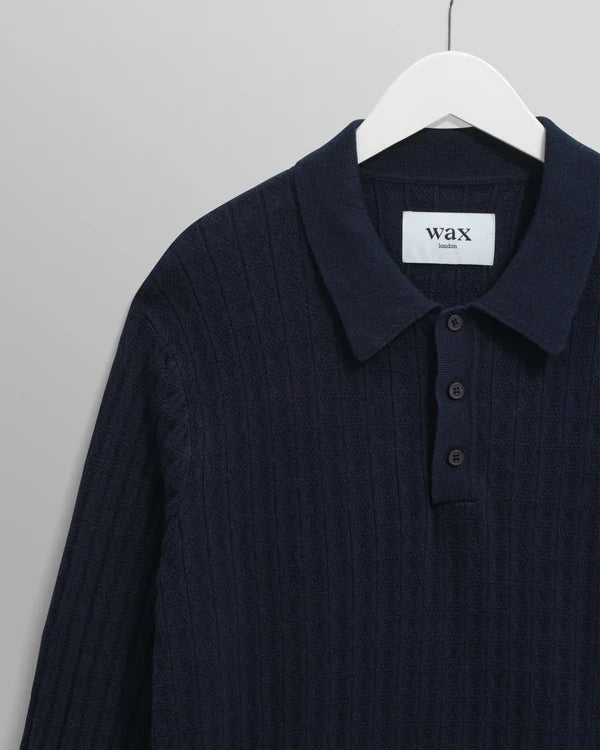 WAX LONDON Oban Polo Diamond Stripe | Navy LEO BOUTIQUE