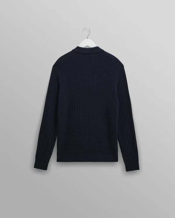 WAX LONDON Oban Polo Diamond Stripe | Navy LEO BOUTIQUE