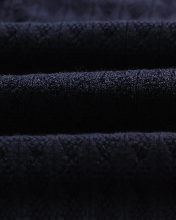 WAX LONDON Oban Polo Diamond Stripe | Navy LEO BOUTIQUE