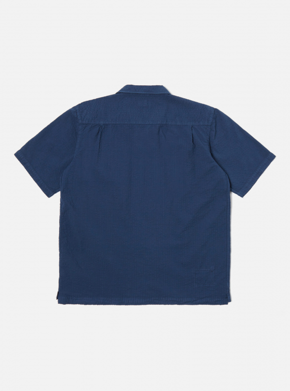 Universal Works Camp II shirt Onda Cotton | Navy LEO BOUTIQUE 