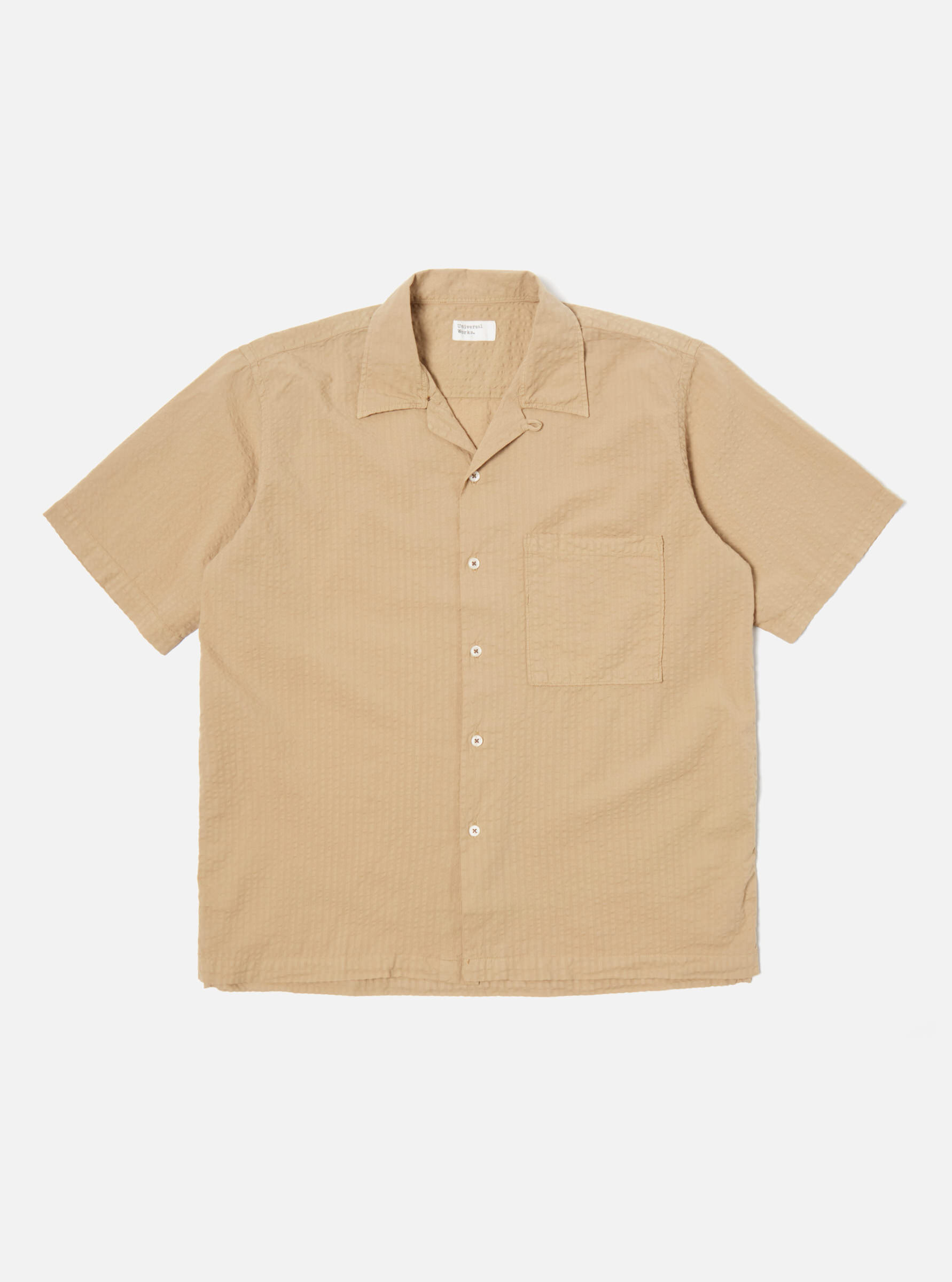 Universal Works Camp II shirt Onda Cotton | summer oak LEO BOUTIQUE 