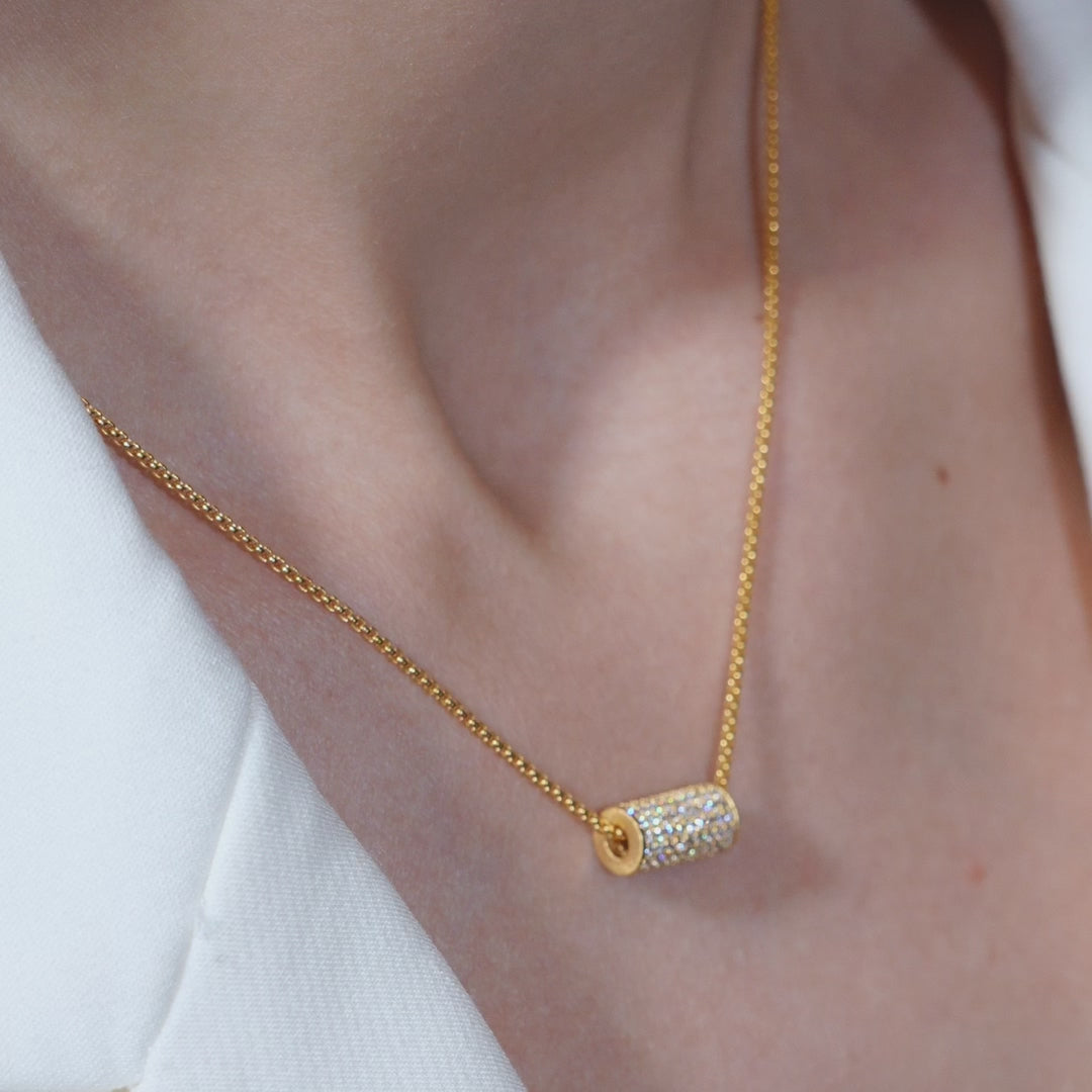 DEAN DAVIDSON Petit Pave Mini Tube Necklace | Gold N893-G LEO BOUTIQUE