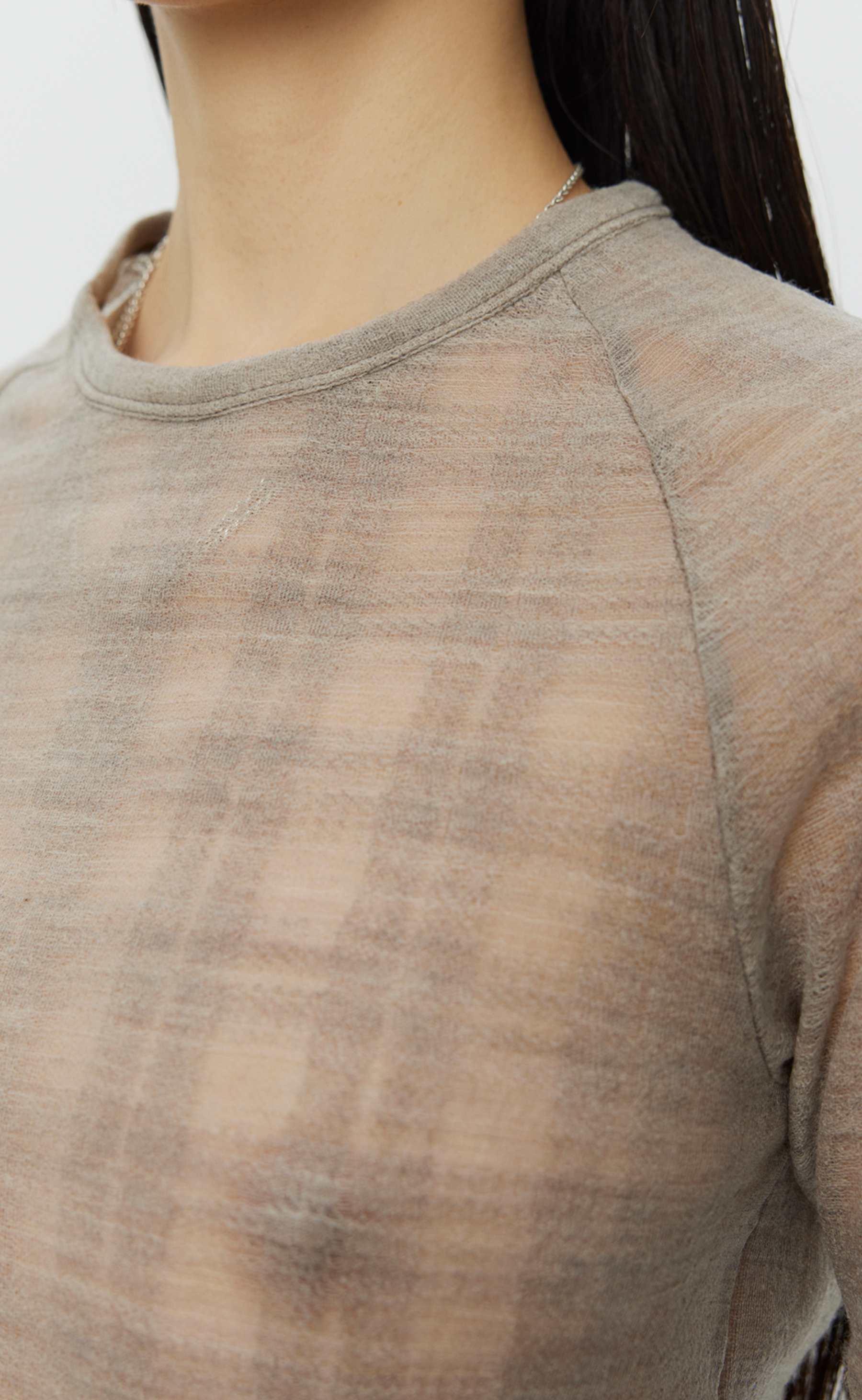 MFPEN Raglan L/S Tee | Beige Gauze Check LEO BOUTIQUE