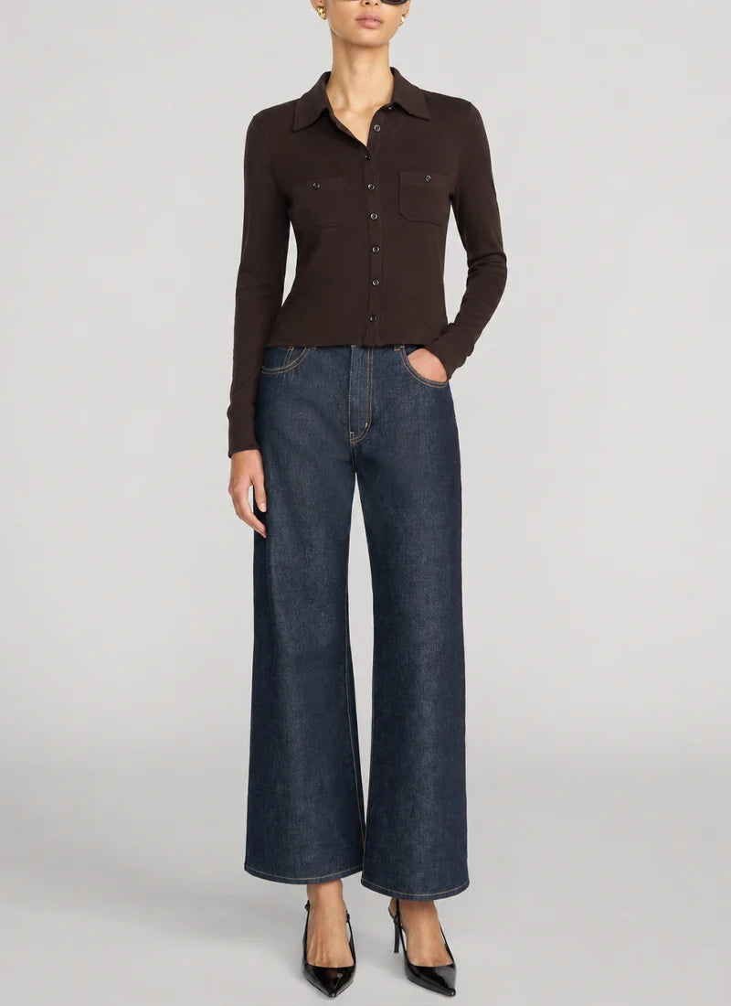 LEO BOUTIQUE The Rib Pocket Polo | Chestnut FRAME DENIM