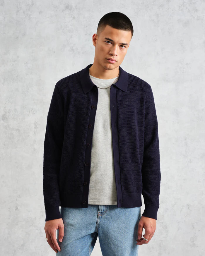 LEO BOUTIQUE Tristan L/S Shirt Navy WAX LONDON