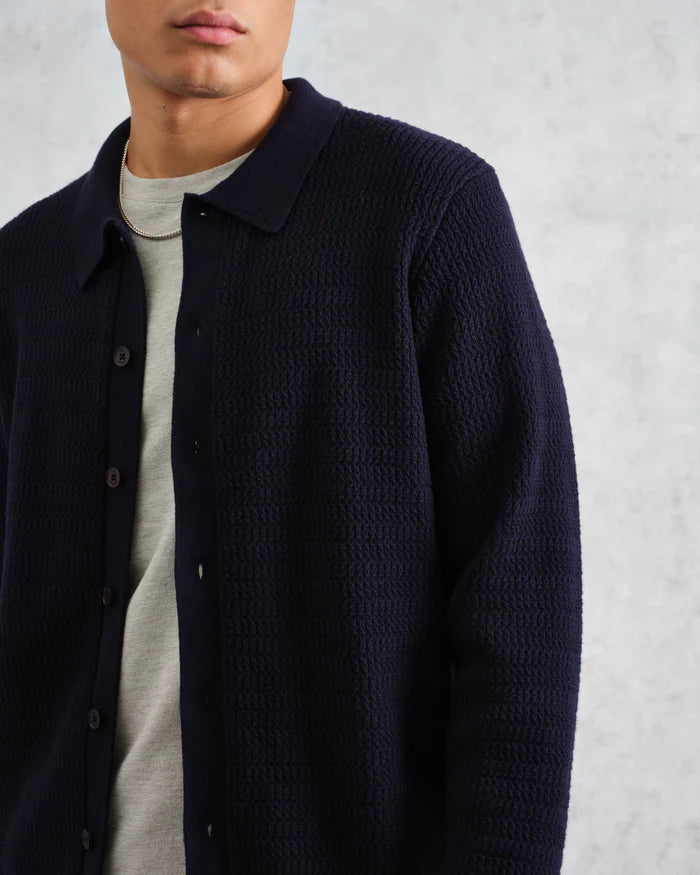 LEO BOUTIQUE Tristan L/S Shirt Navy WAX LONDON