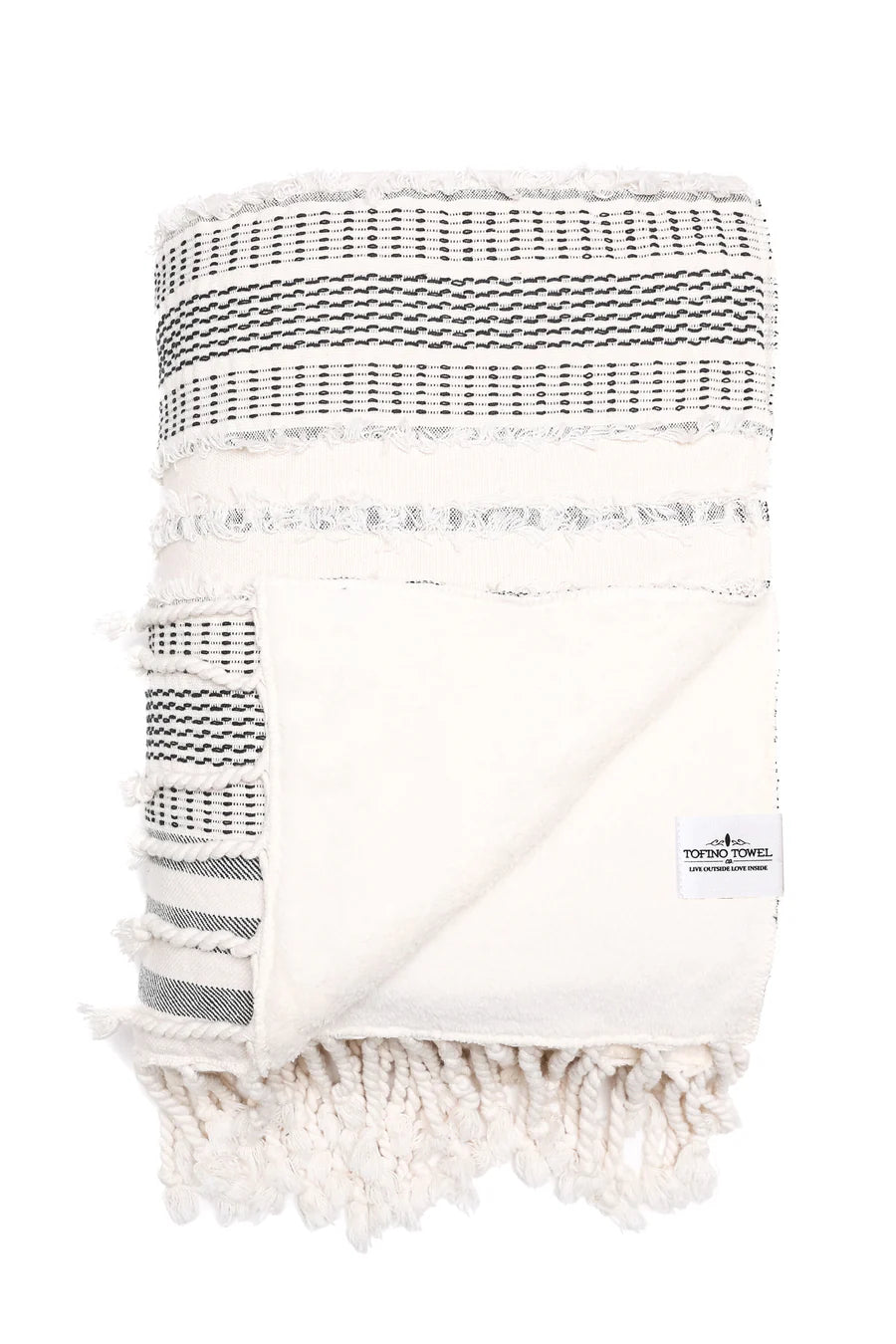 LEO BOUTIQUE The Ophelia Fleece Throw Black Stripe TOFINO TOWEL