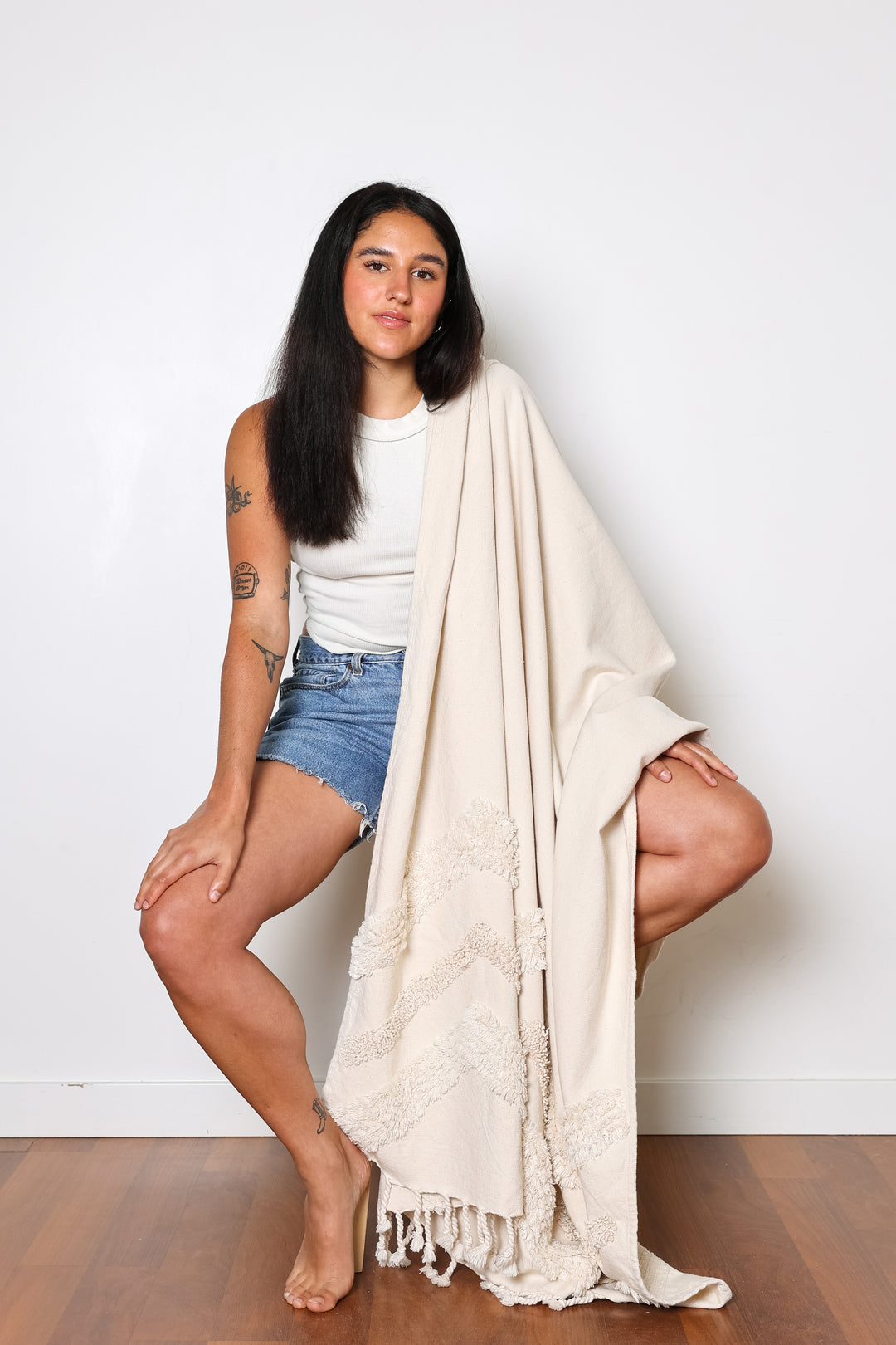 LEO BOUTIQUE The Freya Boho Textured Throw | Natural TOFINO TOWEL