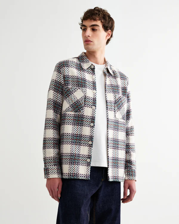 WAX LONDON Whiting Overshirt | Hutton Check Ecru Multi LEO BOUTIQUE