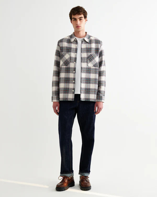 WAX LONDON Whiting Overshirt | Hutton Check Ecru Multi LEO BOUTIQUE