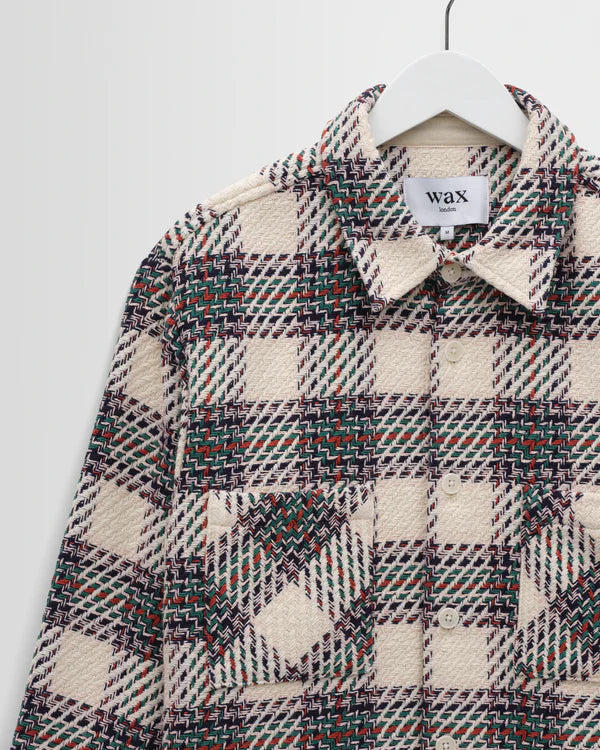 WAX LONDON Whiting Overshirt | Hutton Check Ecru Multi LEO BOUTIQUE