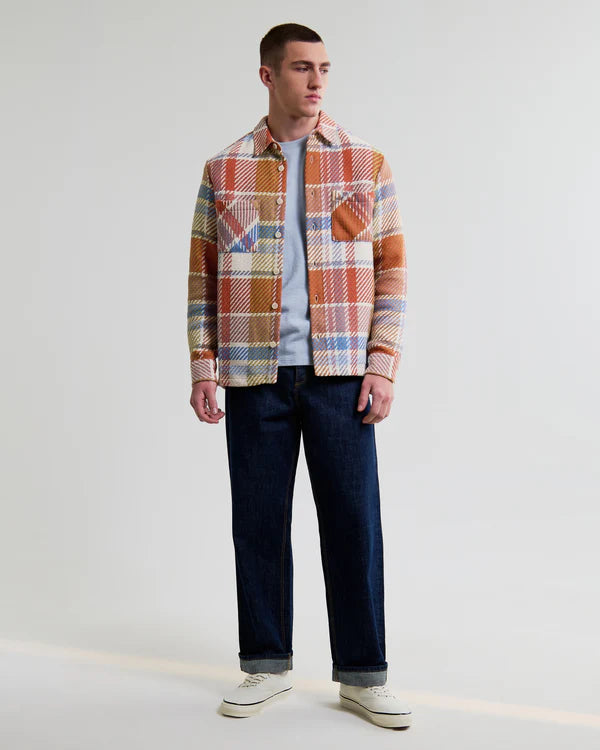 WAX LONDON Whiting Overshirt | Blue Check And Pastel Multi LEO BOUTIQU…