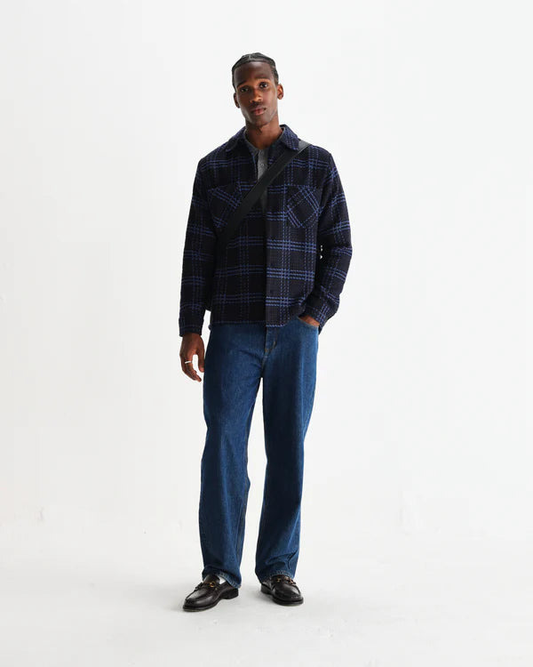 WAX LONDON Whiting OverShirt Stake Check | Navy/Blue LEO BOUTIQUE