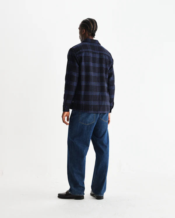 WAX LONDON Whiting OverShirt Stake Check | Navy/Blue LEO BOUTIQUE