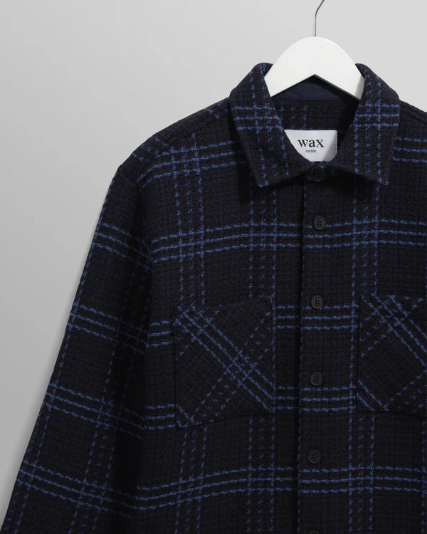 WAX LONDON Whiting OverShirt Stake Check | Navy/Blue LEO BOUTIQUE