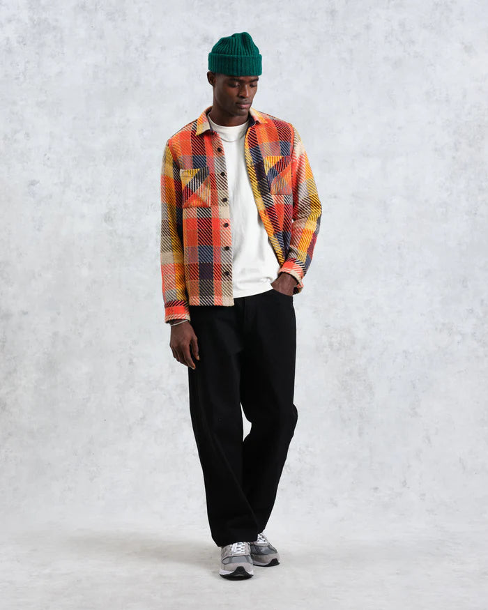 WAX LONDON Whiting Overshirt Pike Check | Orange/Multi LEO BOUTIQUE