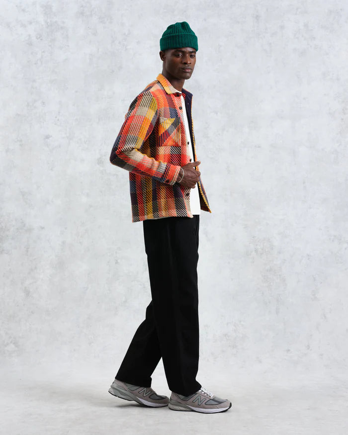 WAX LONDON Whiting Overshirt Pike Check | Orange/Multi LEO BOUTIQUE