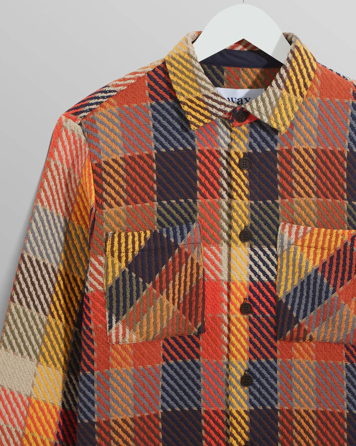 WAX LONDON Whiting Overshirt Pike Check | Orange/Multi LEO BOUTIQUE