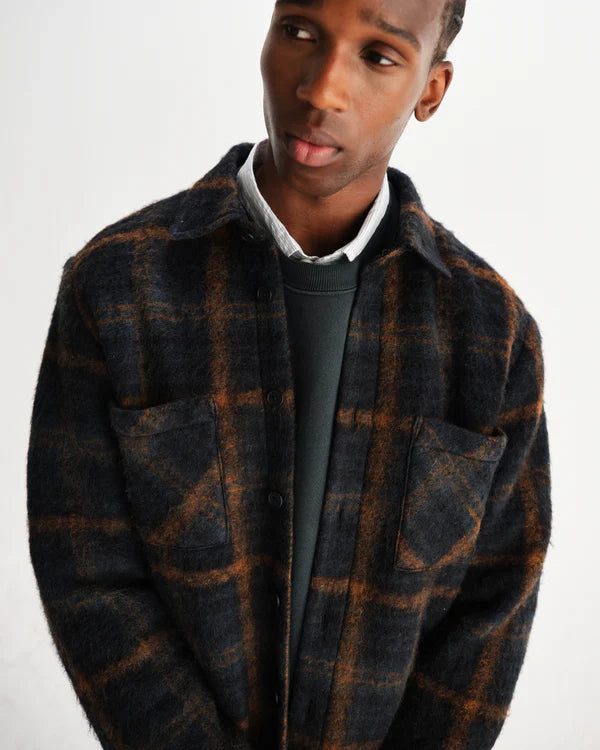 WAX LONDON Whiting Overshirt Drawn Check | Teal/Orange LEO BOUTIQUE
