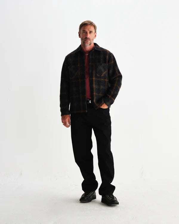 WAX LONDON Whiting Overshirt Drawn Check | Teal/Orange LEO BOUTIQUE