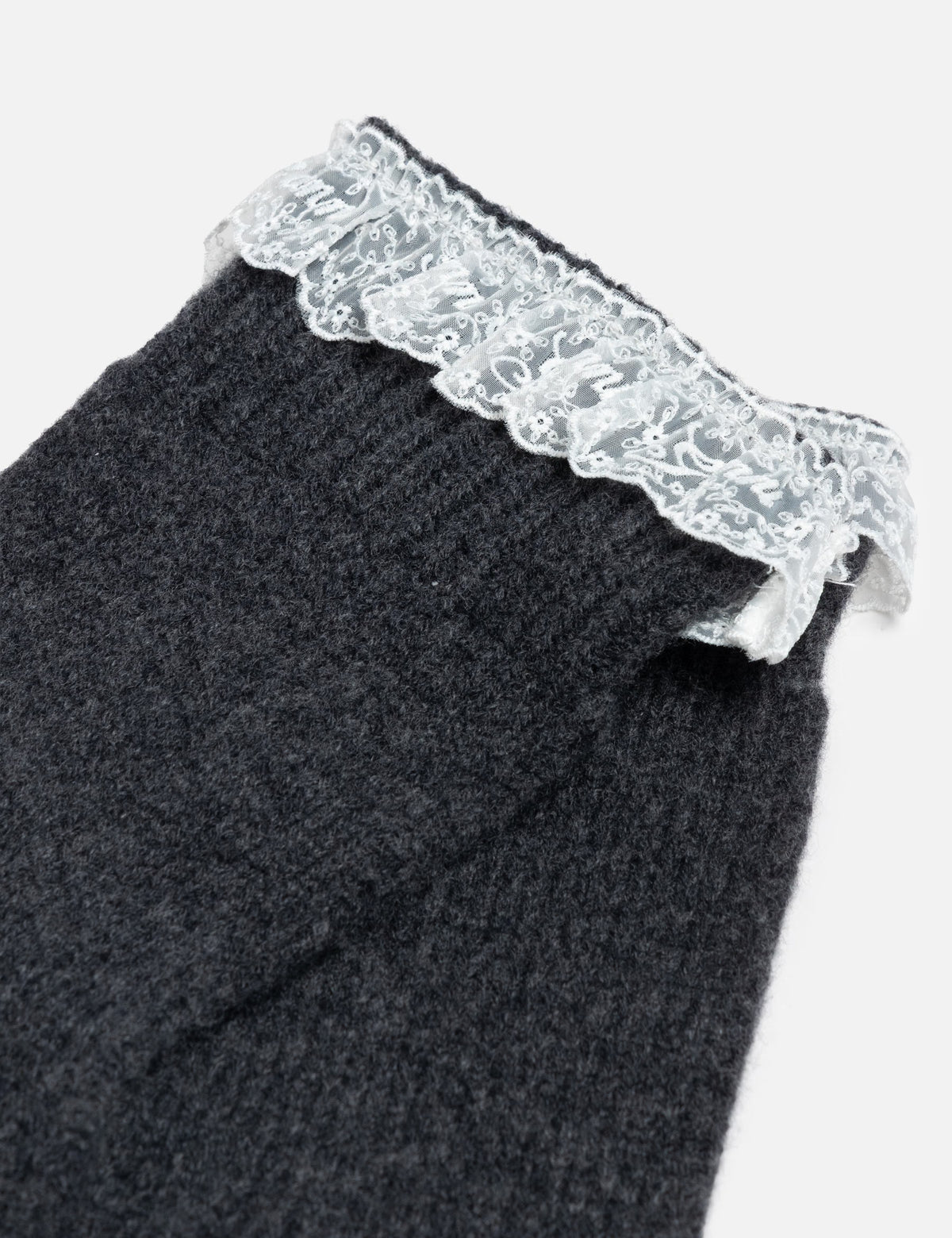 LEO BOUTIQUE Compact Lace Wool Mittens | Phantom GANNI