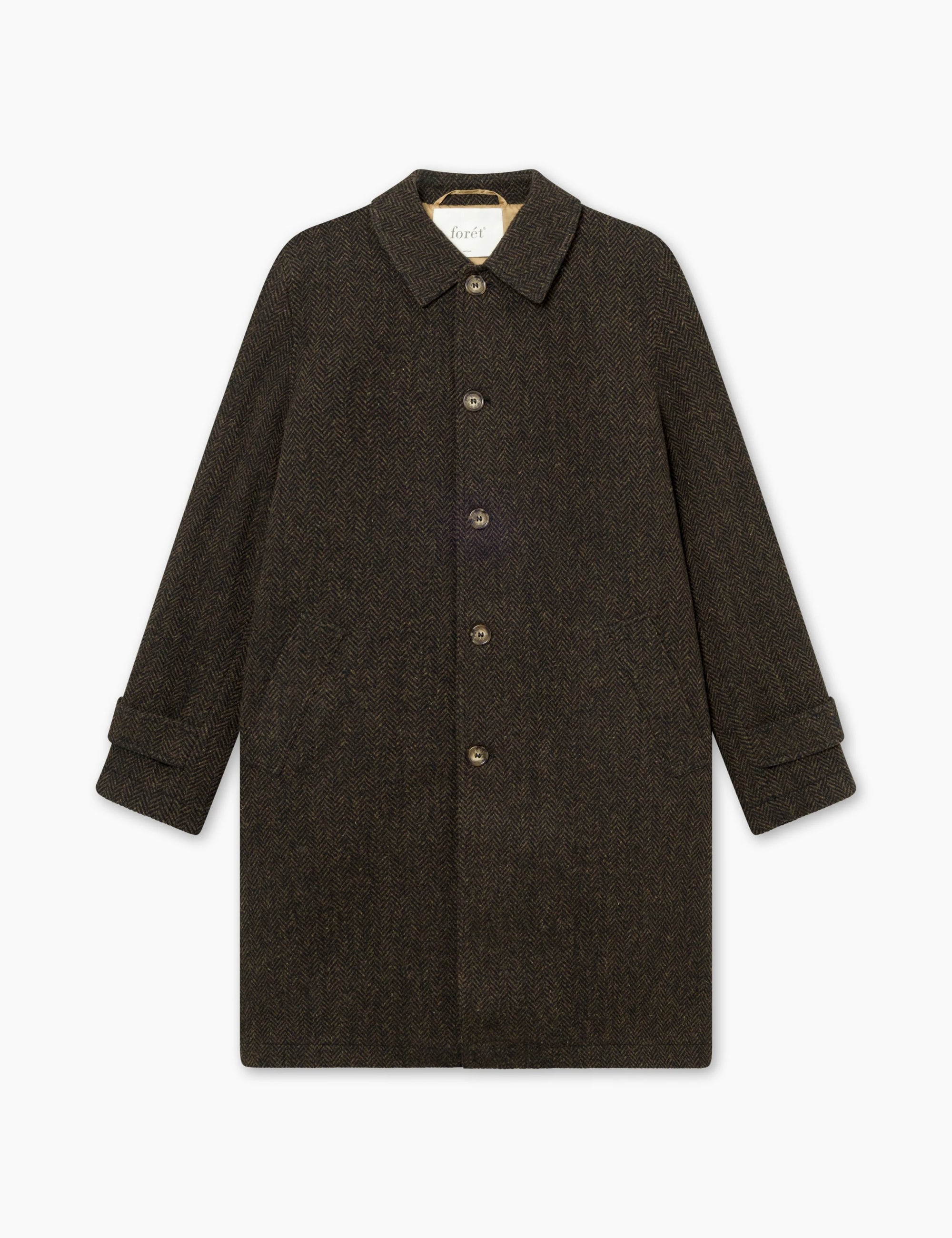 FORET Shelter Wool Long Coat | Black/Army LEO BOUTIQUE