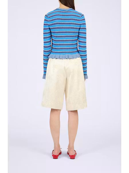 Cotton Pointelle Stripe Cardigan | Marina