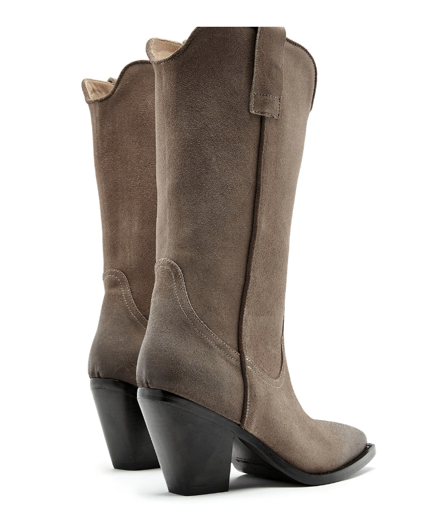 Zara Western Tall Boot | Taupe Suede
