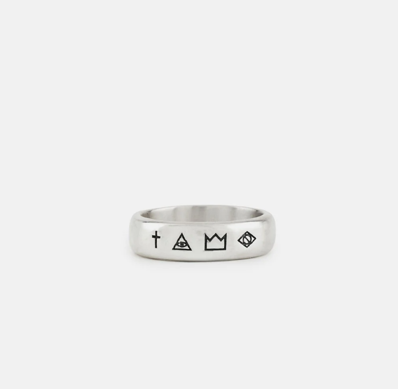 Serge Denimes 4 Symbols Ring | Silver Leo Boutique