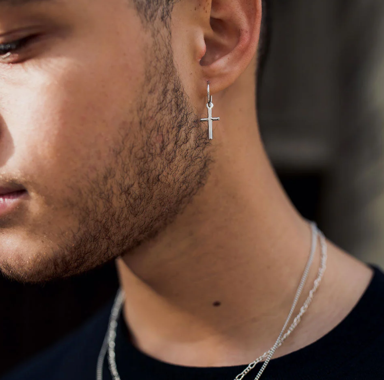 Serge Denimes Cross Earring | Silver Leo Boutique